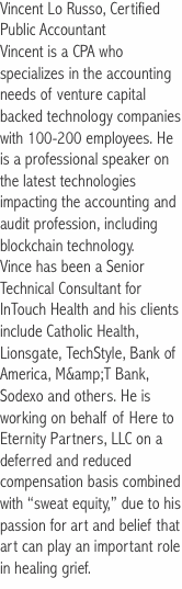 Vincent Lo Russo, Certified Public Accountant Vincent is a CPA 